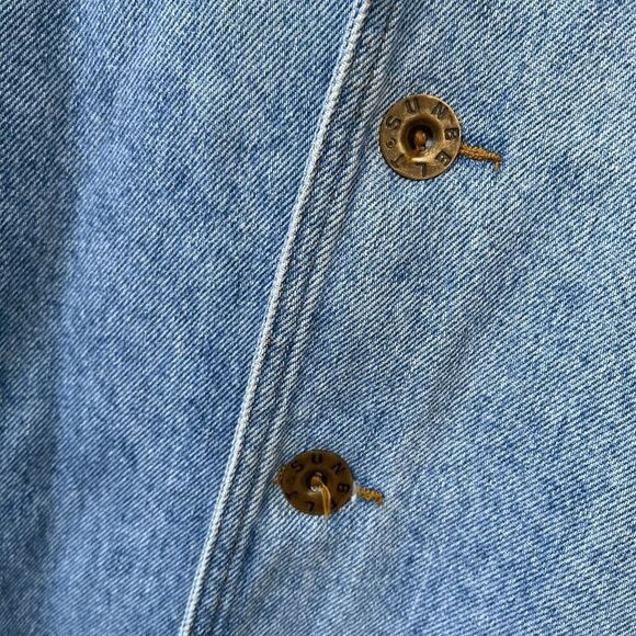 ✨ VTG 80s Sunbelt Denim Statement Trench w/ Glitter Puff Paint – M/L ✨ - Picture 8 of 8